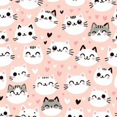 Obraz premium Cute cat patterns for fun and playful decor digital art home environment adorable visuals
