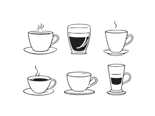 modern espresso line drawing vector illustration style