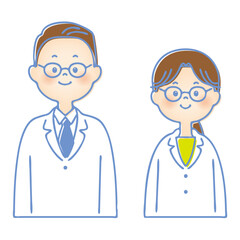 Fototapeta premium メガネをかけた手描き風の医師のイラスト