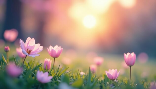 Abstract blurred nature scene, calming pastel hues, nature, blur