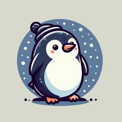 Ilustrasi vektor penguin di musim dingin
