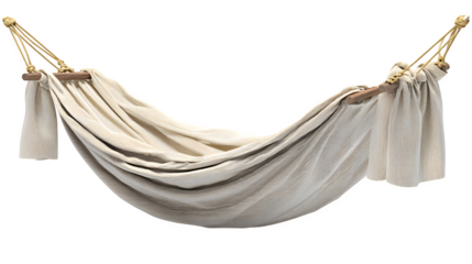 A hammock with fabric draped and tied ends, isolated on Transparent background