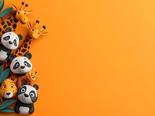 Whimsical collection of colorful cartoon animal plush toys