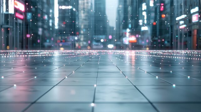 Smart City Digital Network on Urban Street digital network urban street city futuristic technology
