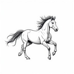 Obraz premium Dynamic galloping horse illustration monochromatic style energetic motion