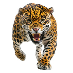 Obraz premium Charging Jaguar, Wildlife, Jungle, Threatening, Nature Background, Print