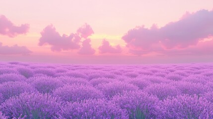 Serene Sunset over a Lavender Field