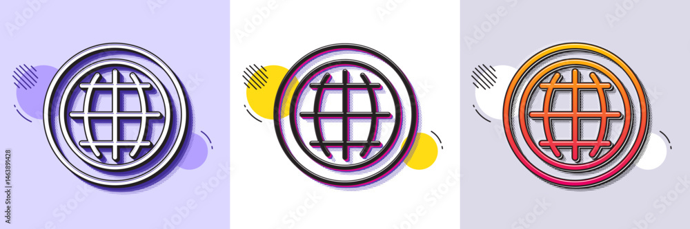 Aufkleber globe line icon. halftone dotted pattern. gradient icon with grain shadow. world or earth sign. glob
