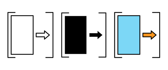 Sliding door icon  vector icon illustration isolated on White background stroke filled and colored icon set.
