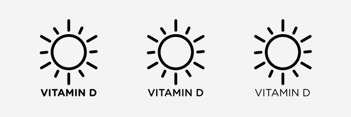 Vitamin d icon on White background with bold, light and thin stroke.