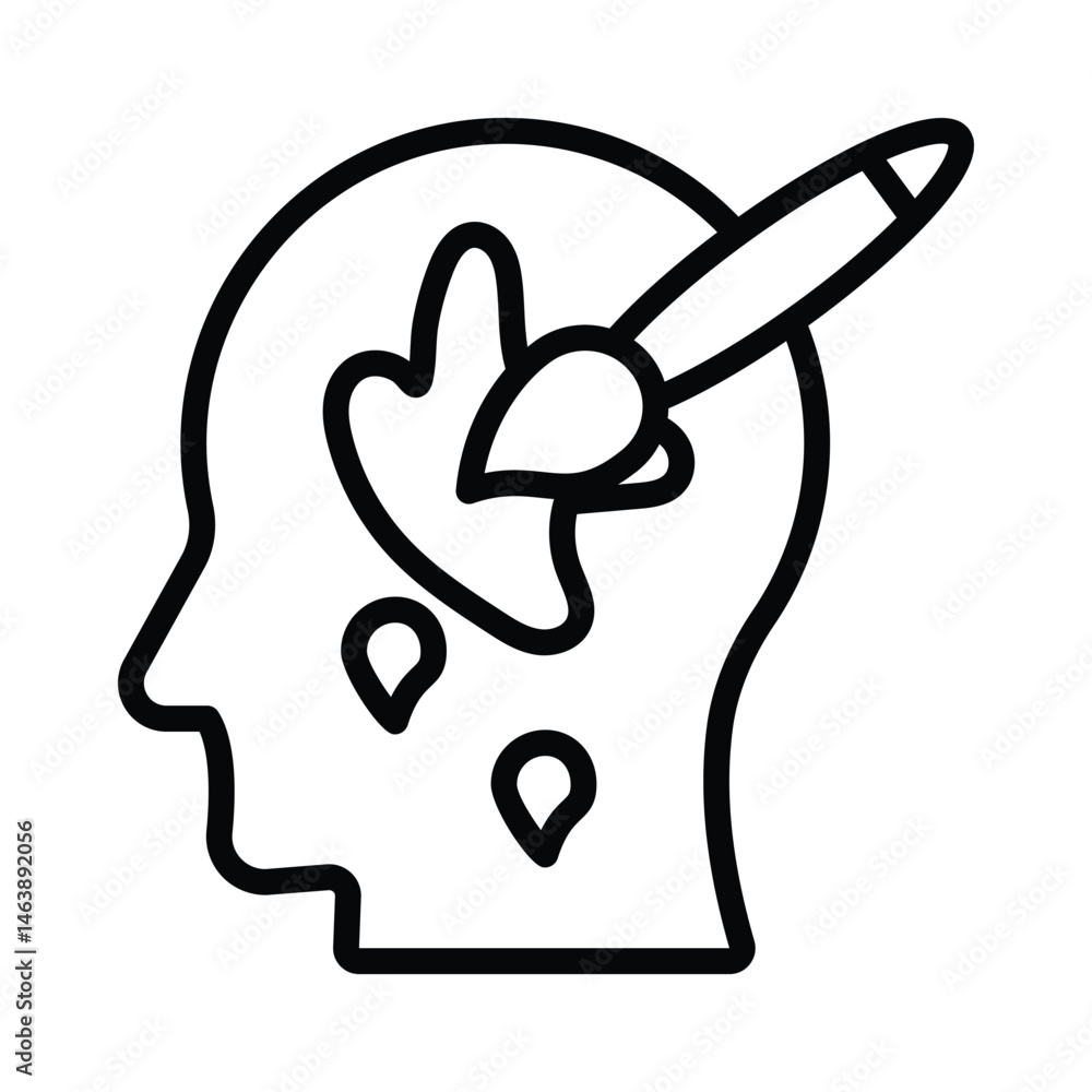 Poster design thinking vector outline icon. eps10 file