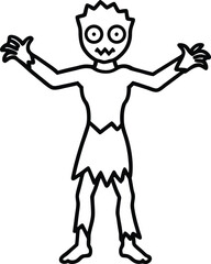 Simple Line Art Zombie Illustration Spooky Halloween Design