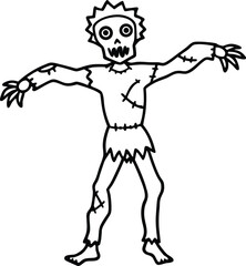 Simple Line Art Zombie Illustration Spooky Halloween Theme for Design Projects