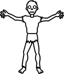 Simple Line Art Zombie Illustration Spooky Halloween Theme for Design Projects
