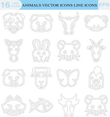  Icon Set Animal Head. related to Animal Head symbol. chalk Style. simple design editable. simple illustration