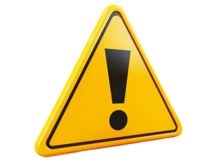 a yellow triangle sign with a black exclamation mark
