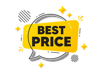 Best price chat speech bubble. Social media concept. Best Price tag. Special offer Sale sign. Advertising Discounts symbol. Yellow chat message. Offer speech bubble. Glare 3d stars. Vector
