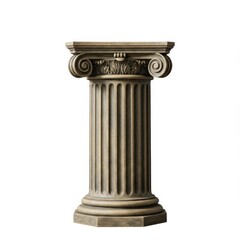Obraz premium Classical column with fluted shaft and ornate capital isolated on white background
