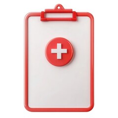 Obraz premium Red clipboard with medical sign isolated on white background