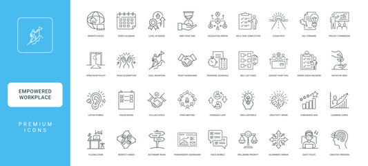 empowered autonomous workplace environment collection line icons