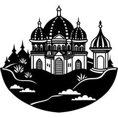 vector illustration of church in the morning