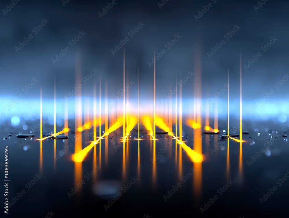 Poster abstract design featuring illuminated lines and reflections.