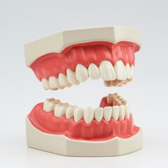 Fototapeta premium Dental model showing teeth and gums, educational isolated on white background