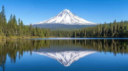 Majestic Mountain Reflected in Still Lake Waters