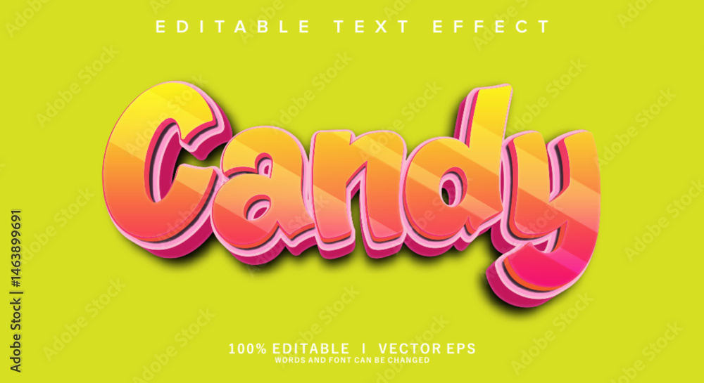 Poster candy vector text effect with modern style design