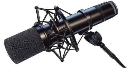 a black microphone with a black handle
