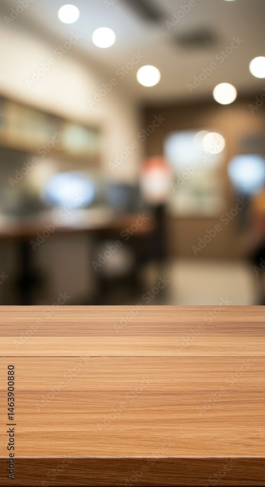 Aufkleber empty wood table with blurred background and bokeh lights
