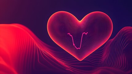 Digital illustration of a stylized red heart with flowing, dynamic lines against a dark background.