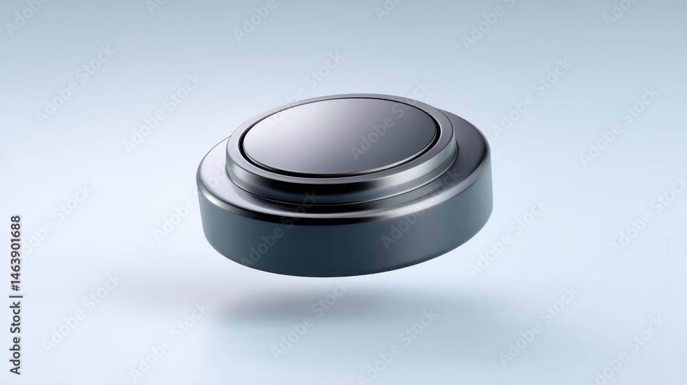 Aufkleber a sleek and minimalist matte black circular button or interface component with a smooth reflective s