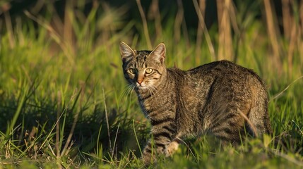 An attractive European Shorthair cat is delightfully presented. The European Shorthair, known for its sturdy build, dense coat, and round face, showcases a variety of colors and patterns.