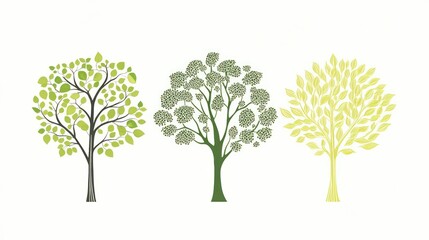 Three trees in various shades, illustration