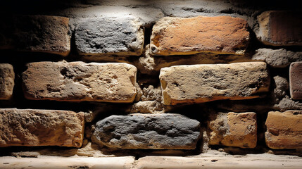 Textured brick wall illuminated with spotlight