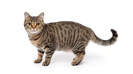 An attractive European Shorthair cat is delightfully presented. The European Shorthair, known for its sturdy build, dense coat, and round face, showcases a variety of colors and patterns.
