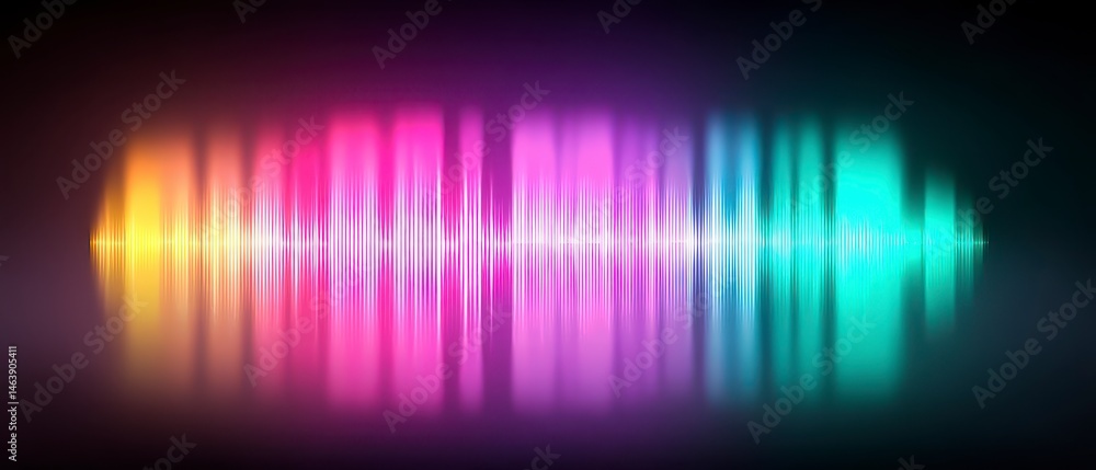 Poster vibrant sound wave design with colorful gradient effects.