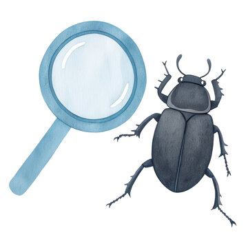 conceptual debugging icon, cloud computing concept, watercolor illustration