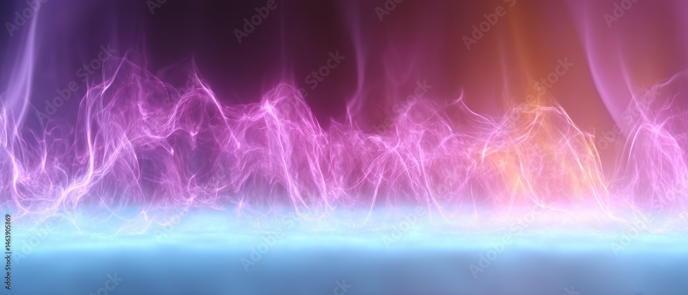 Poster abstract colorful waves of light with a gradient background.