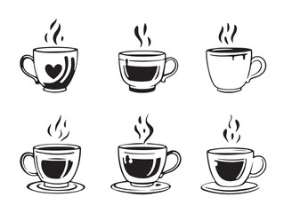 hand drawn hot chocolate cup line art vector design