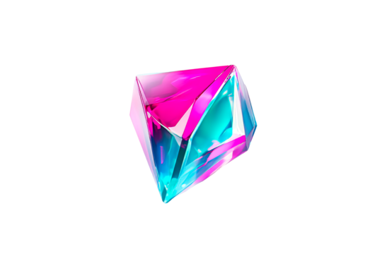 Shiny Crystal Mineral Object, Pink and Blue Iridescent, cut out transparent