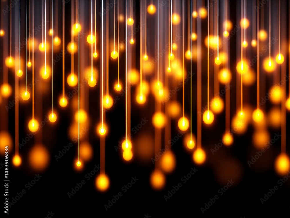 Poster abstract light display with glowing orbs on dark background.