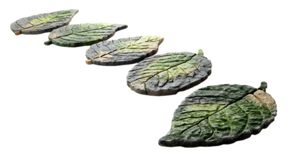 A set of garden stepping stones in leaf shape, isolated on Transparent background
