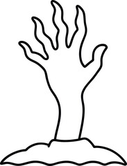 Zombie Hand Rising from the Ground Spooky Line Art Illustration
