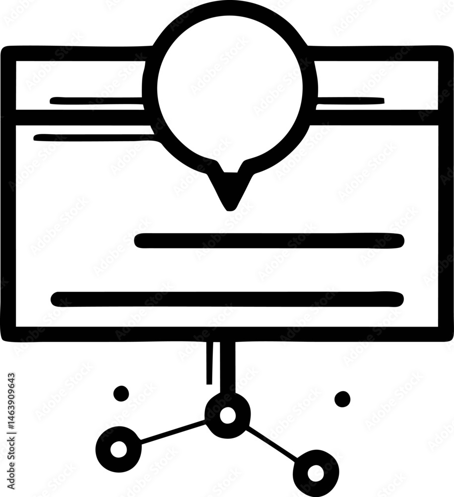 Poster presentation with message bubble and network