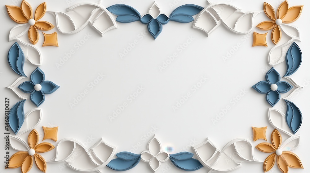 Poster elegant 3d floral abstract frame background abstract floral frame background elegant border pattern