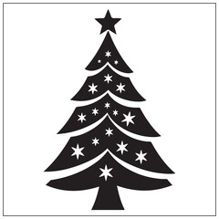 Obraz premium Christmas Tree Silhouette, Holiday