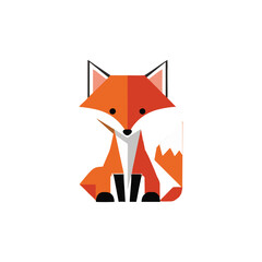 Obraz premium A stylized vector illustration of a red fox's face, showing symmetrical design and bold colors, often used in logos or branding.