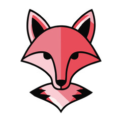 A stylized vector illustration of a red fox's face, showing symmetrical design and bold colors, often used in logos or branding.

